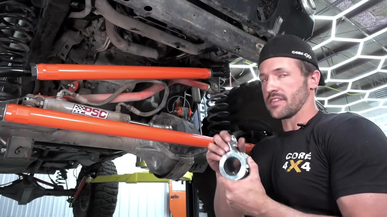 Double-shear stabilizer clamp for hydro assist mounted on Core 4x4 steering kit