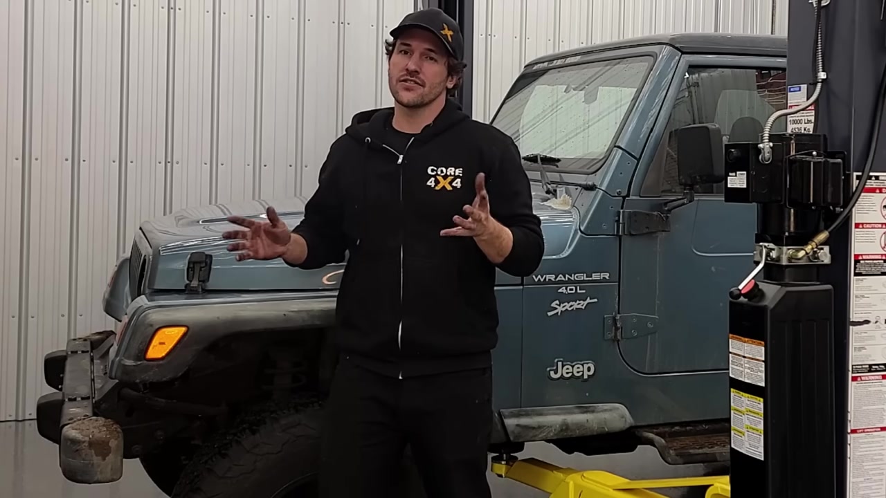 Completed track bar install on the TJ Wrangler at Core 4x4