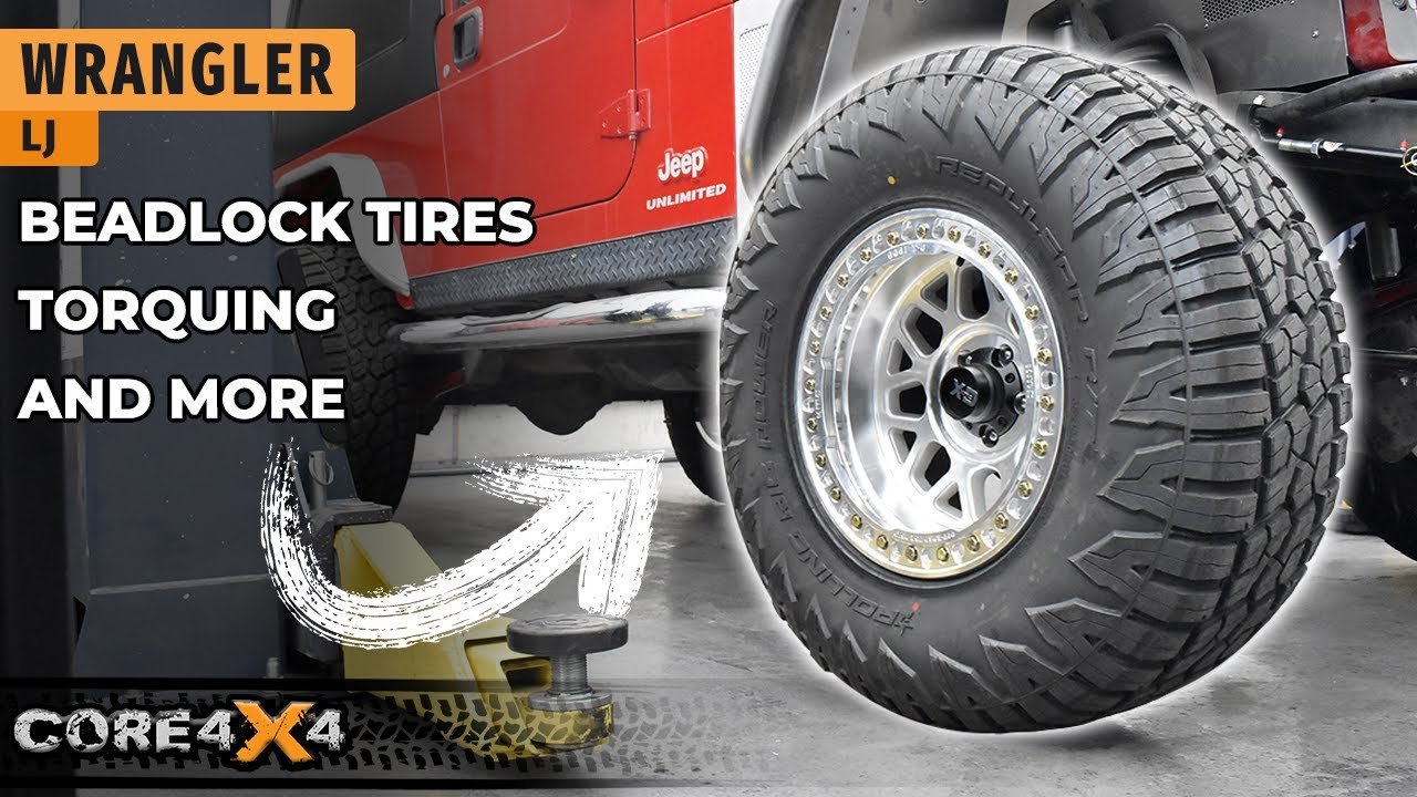 Core 4x4 LJ Wrangler build with 3.5 inch Camp Series lift kit and beadlock wheels ready for final assembly