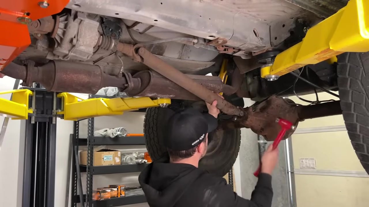 Spence measuring from the pinion to the transfer case output shaft at ride height to determine cut length