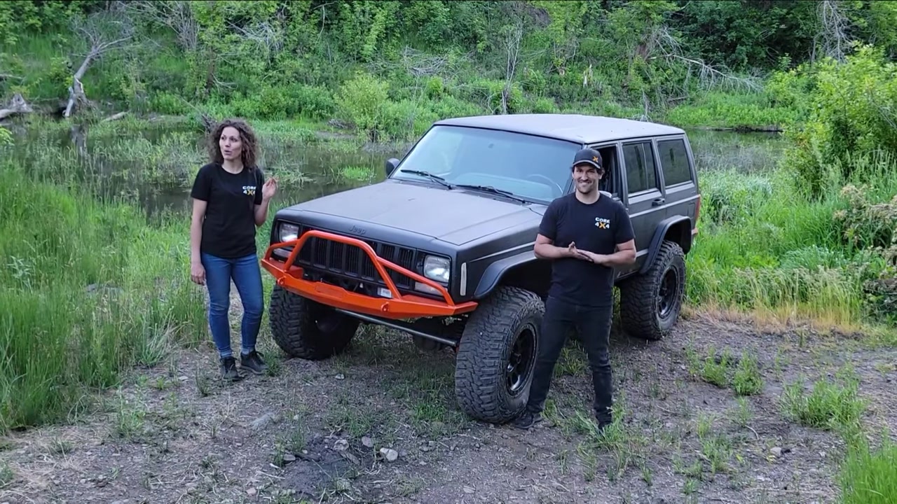 Core 4x4 XJ Cherokee parked at the scenic overlook near Cascade Springs after completing the trail run