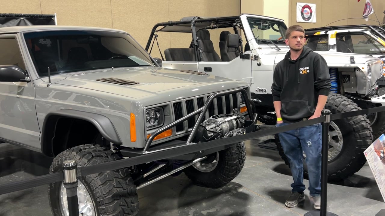 Core 4x4 booth and MJ Comanche display at the 2023 SLC Outdoor Off-Road Expo