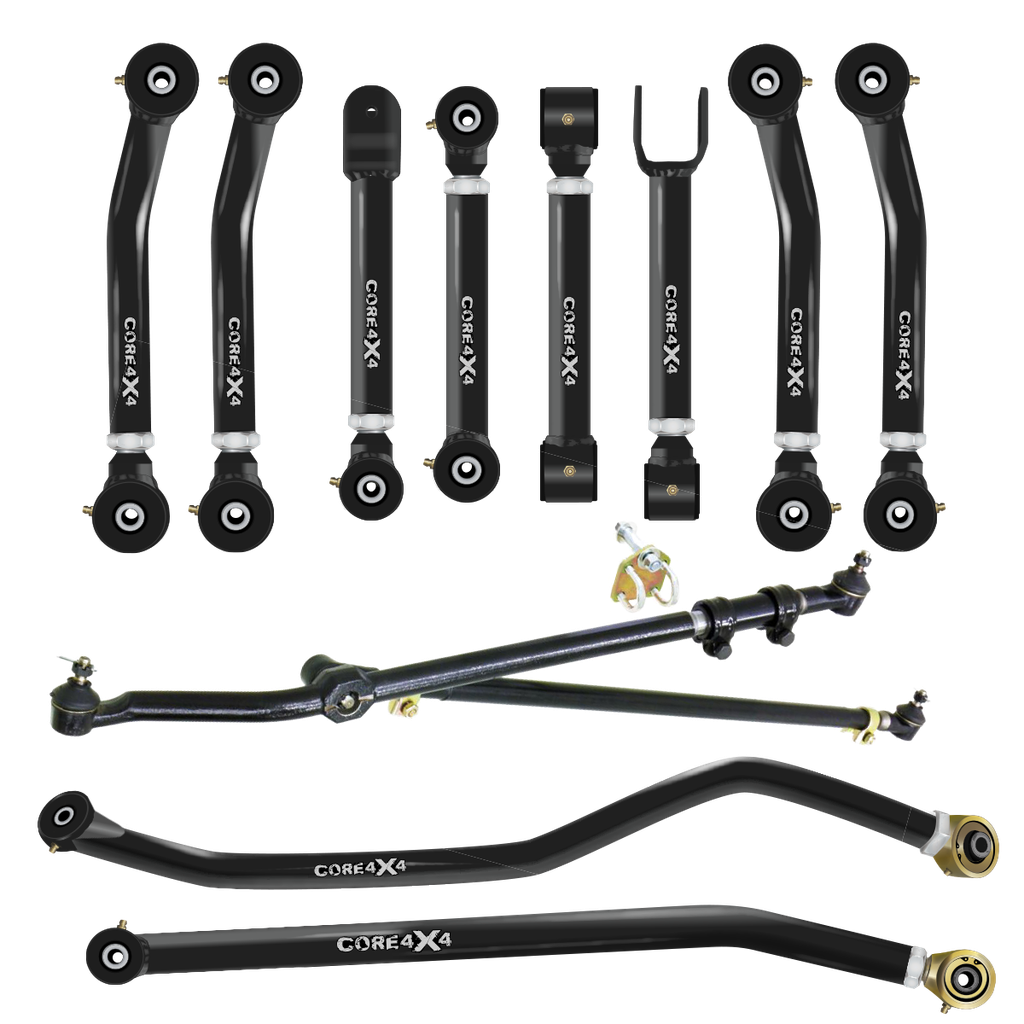 Jeep Wrangler TJ 97-06 LJ 04-06 12pc Cruise Series Adjustable Control Arm, Track Bar, Steering Kit