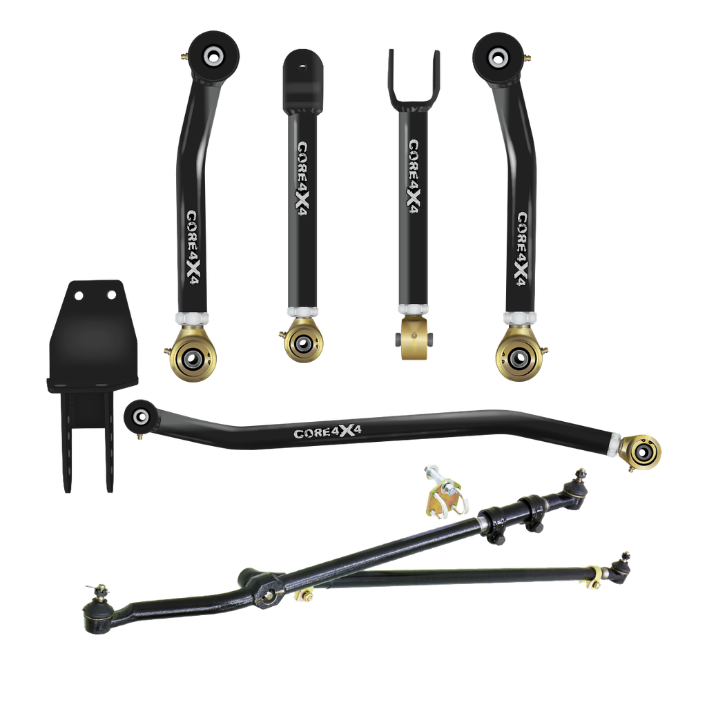 Jeep Cherokee XJ 84-01 MJ 86-92 6pc Camp Series Adjustable Control Arms, Track Bar, Steering Kit