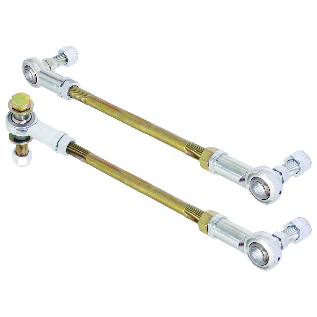 RockJock Adjustable Sway Bar End Link Kit for JL/JT Front (8 1/2 in. Long Rods w/ heim joints and Jam Nuts, pair)