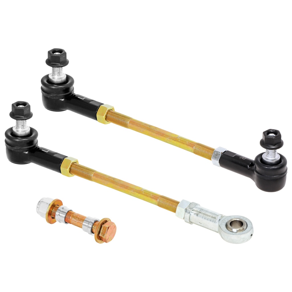 RockJock Adjustable Sway Bar End Link Kit for JL/JT Front (8 1/2 in. Long Rods w/ Sealed Rod Ends and Jam Nuts, pair)