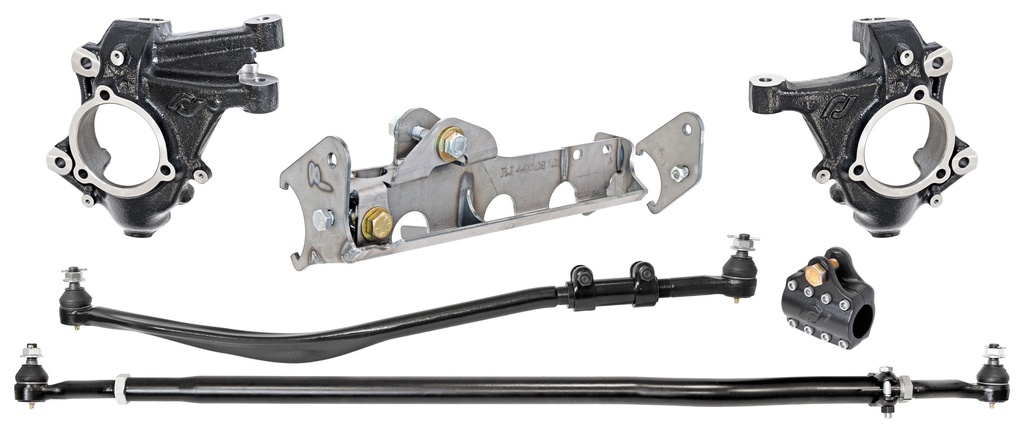 RockJock Currectlync JL/JT High Steer Kit for Ram Assist and Rubicon Axle. Incl. Knuckles, Drag Link, Tie Rod, Trac Bar Reloc/Ram Mount Axle Bracket, Ram Assist Tie Rod Clamp