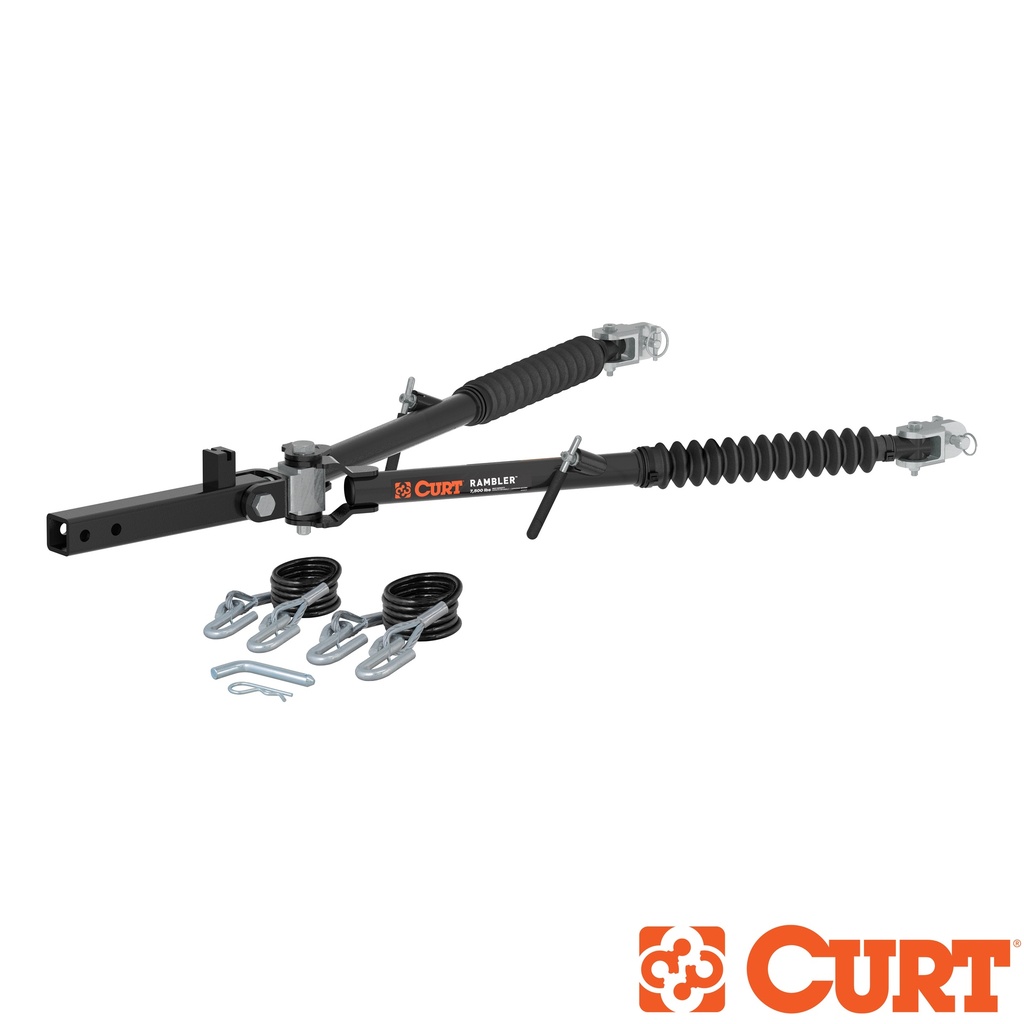 Curt Rambler Steel RV Tow Bar, 7,500 Lbs., 2 in. Shank), Includes Tow Bar, Safety Cables, Hitch Pin and Clip