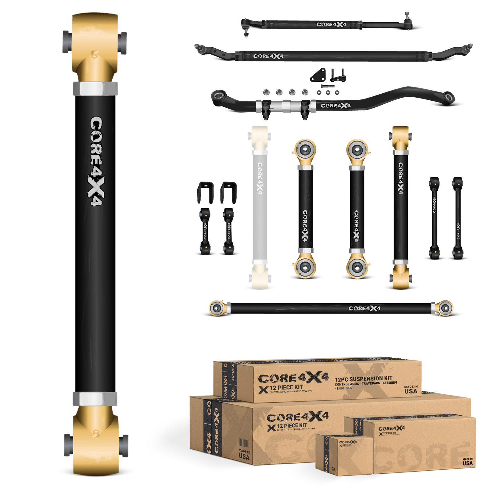 Ram 2500 14-24 12pc Adjustable Control Arms, End Links, Track Bars, Steering Kit
