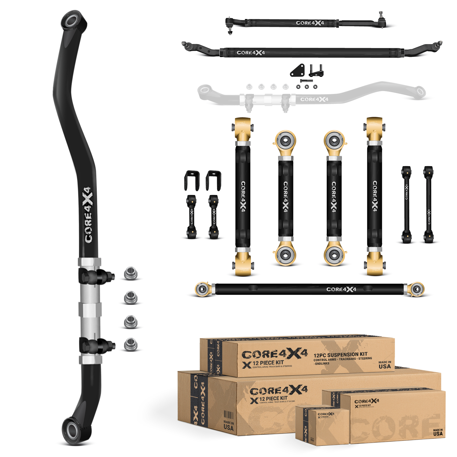 Ram 2500 14-24 12pc Adjustable Control Arms, End Links, Track Bars, Steering Kit