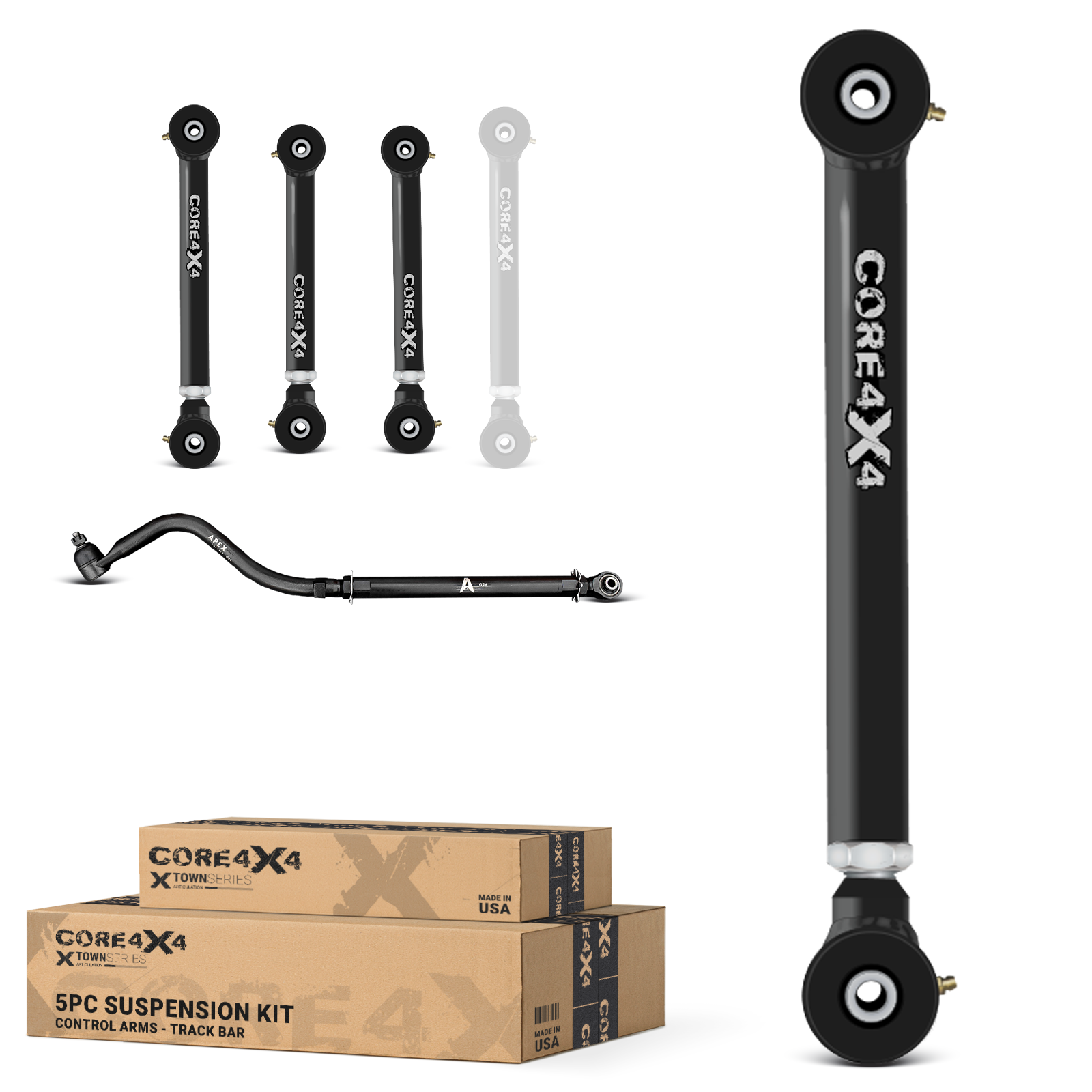 Dodge Ram 2500 00-02 5pc Town Series Front Adjustable Control Arm, Track Bar Kit