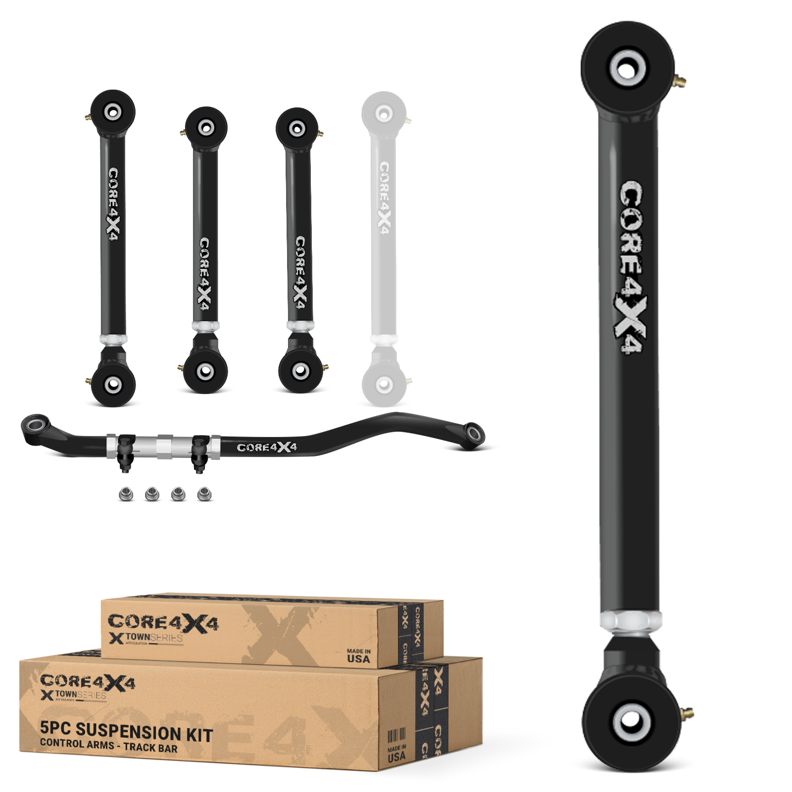 Dodge Ram 2500 10-13 5pc Town Series Front Adjustable Control Arm, Track Bar Kit