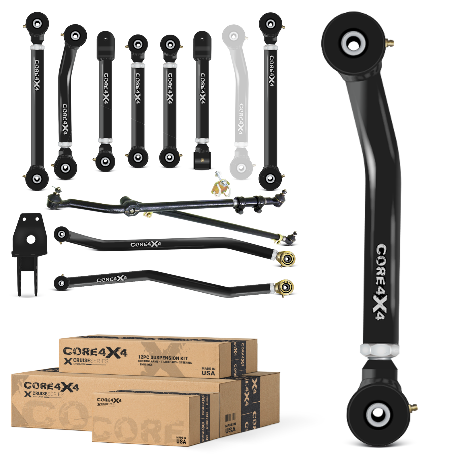 Jeep Grand Cherokee ZJ 93-98 12pc Cruise Series Adjustable Control Arm, Track Bar, Steering Kit