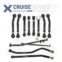 Jeep Wrangler TJ 97-06 LJ 04-06 12pc Cruise Series Adjustable Control Arm, Track Bar, Steering Kit