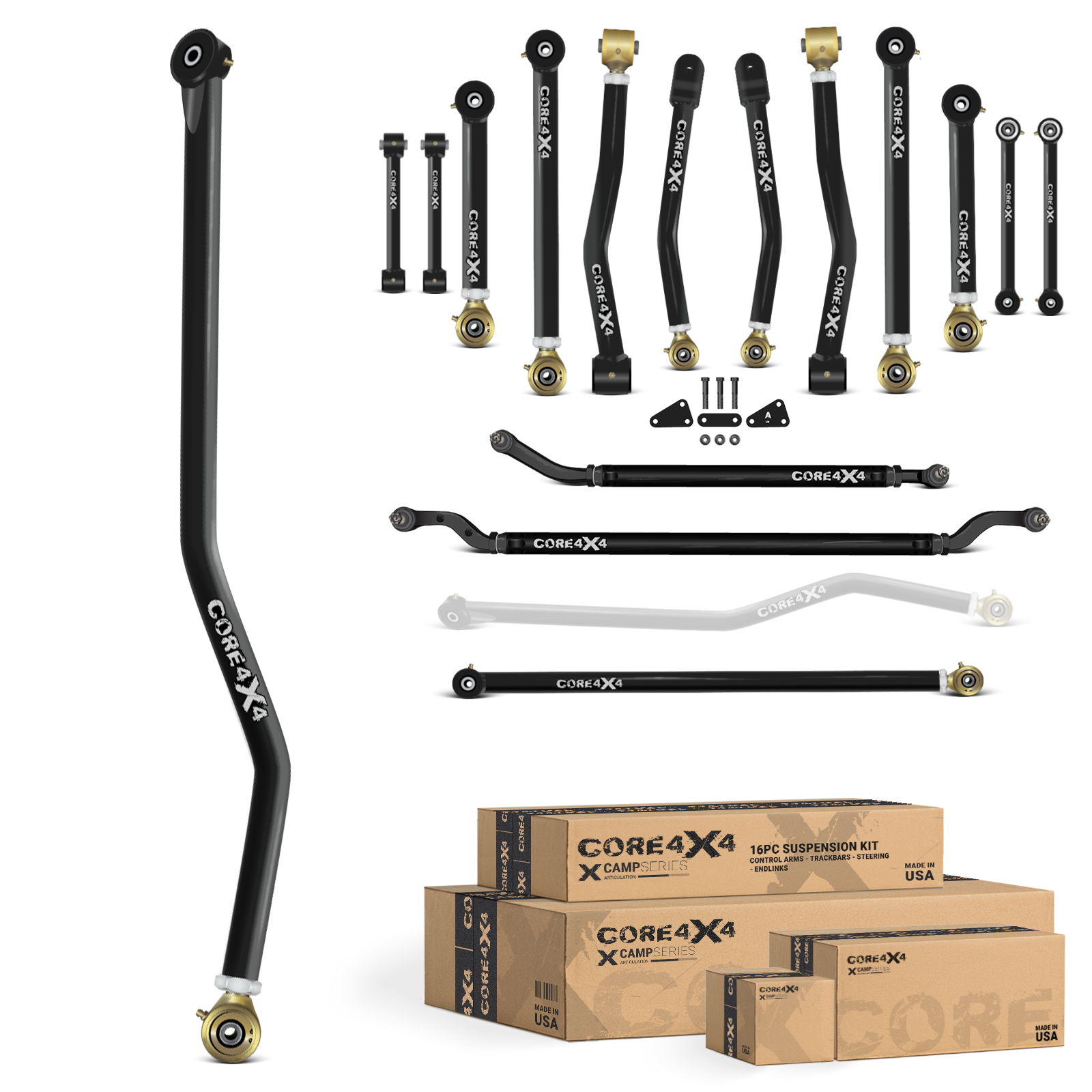 Jeep Gladiator JT 20+ 16pc Camp Series Adjustable Control Arm, Track Bar, End Link Kit