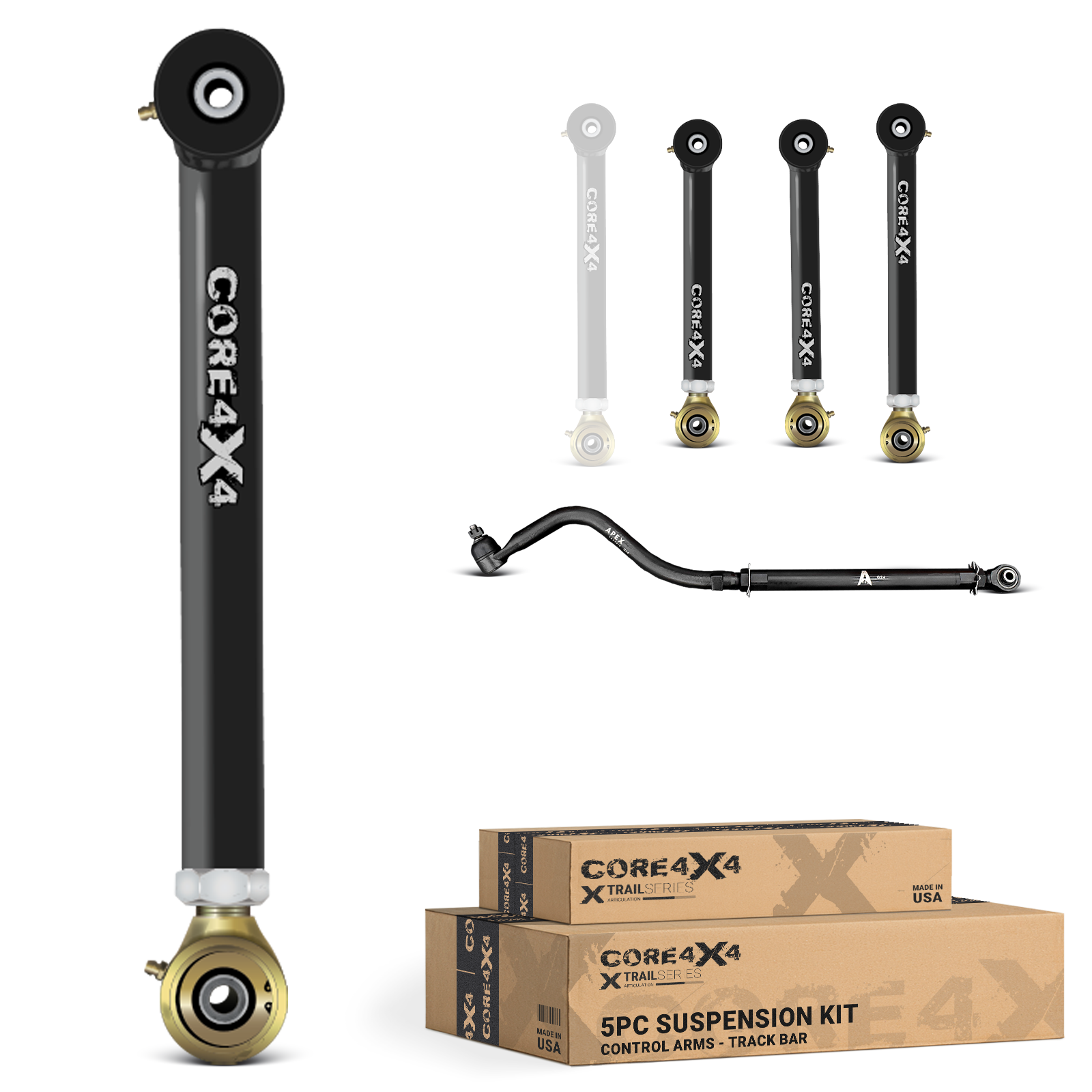 Dodge Ram 3500 94-99 5pc Trail Series Front Adjustable Control Arm, Track Bar Kit