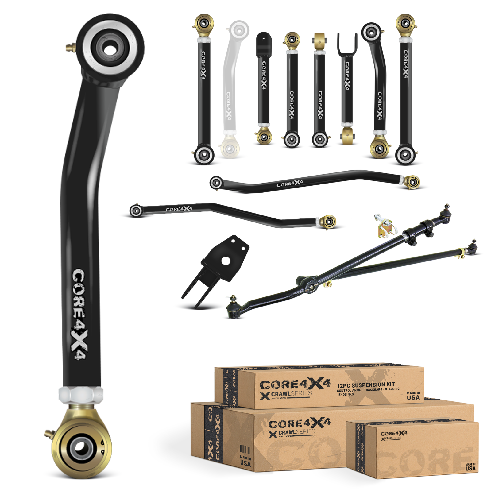 Jeep Grand Cherokee ZJ 93-98 12pc Crawl Series Adjustable Control Arm, Track Bar, Steering Kit