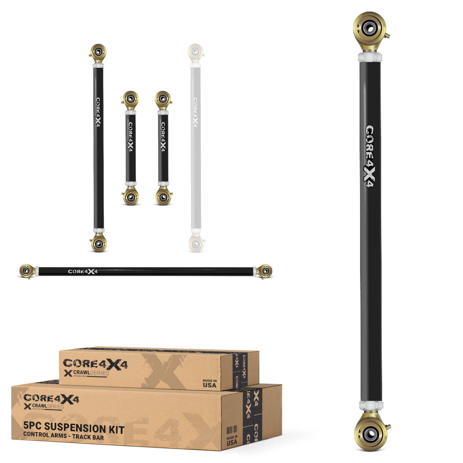 Toyota FJ Cruiser 07-14 5pc Crawl Series Rear Adjustable Control Arm, Track Bar Kit