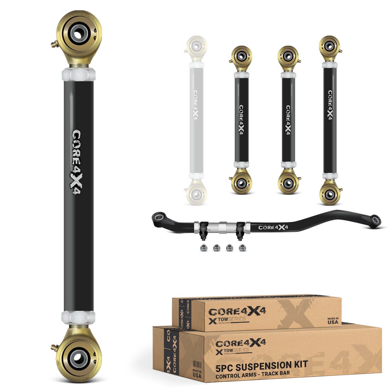 Dodge Ram 2500 08-09 5pc Tow Series Front Adjustable Control Arm, Track Bar Kit