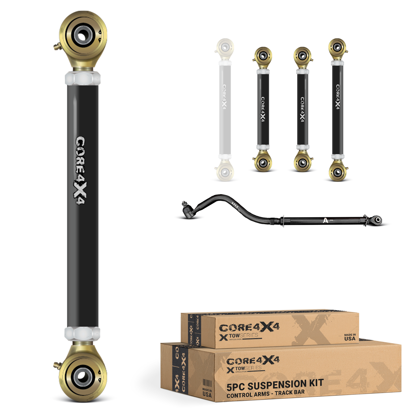Dodge Ram 1500 00-02 5pc Tow Series Front Adjustable Control Arm, Track Bar Kit