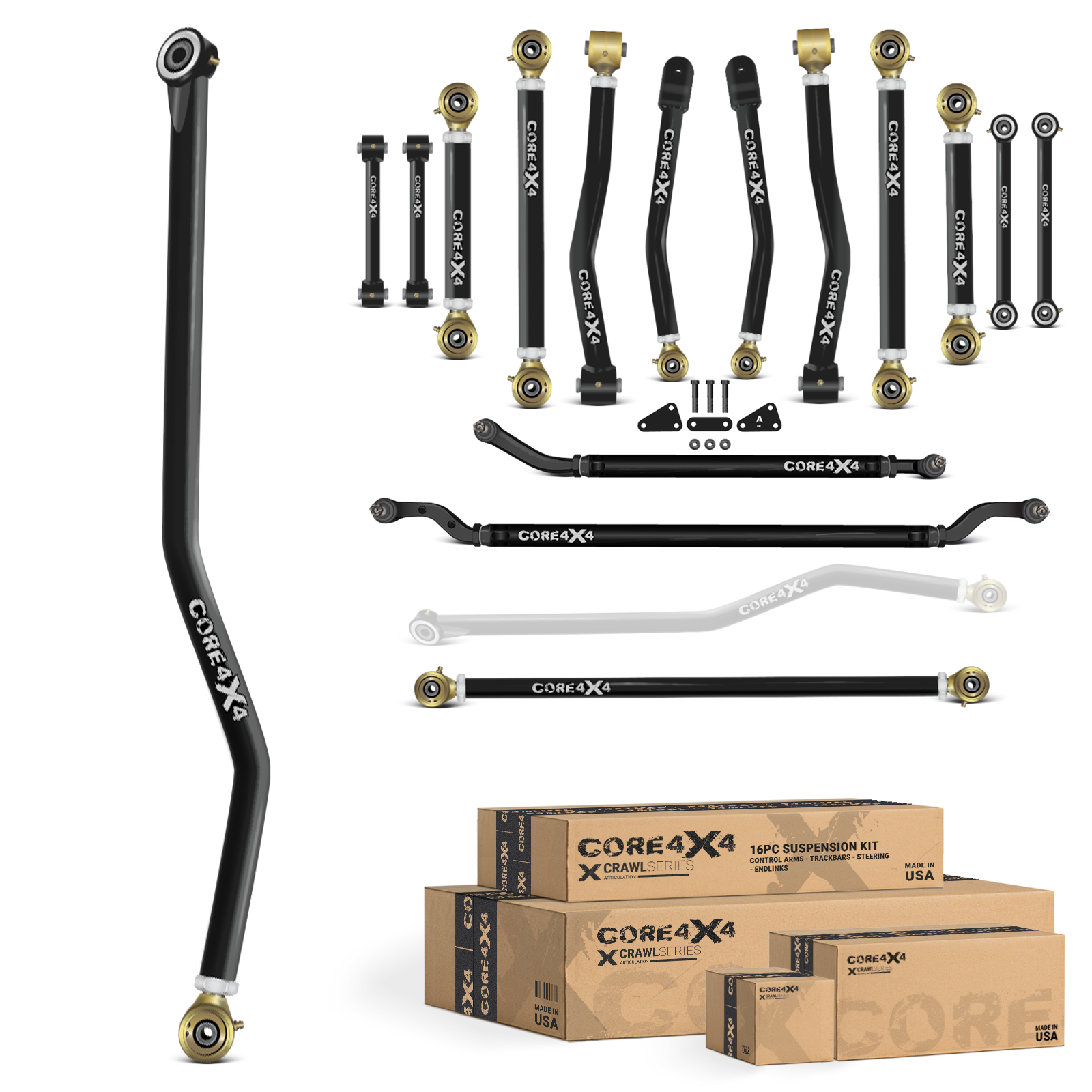 Jeep Gladiator JT 20+ 16pc Crawl Series Adjustable Control Arm, Track Bar, End Link Kit