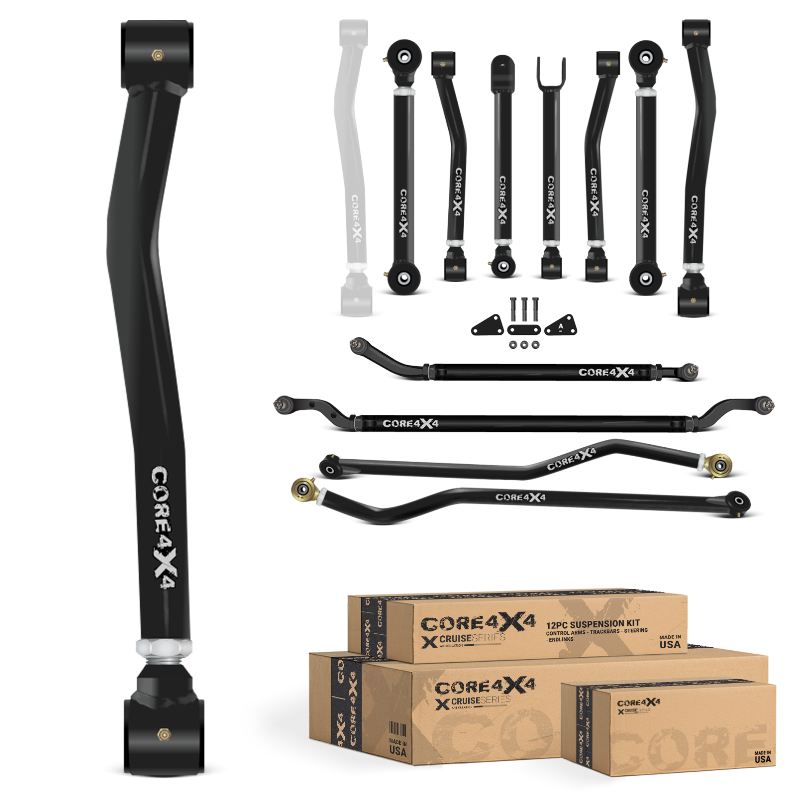 Jeep Wrangler JL / JLU 18+ 12pc Cruise Series Adjustable Control Arm, Track Bar, Steering Kit