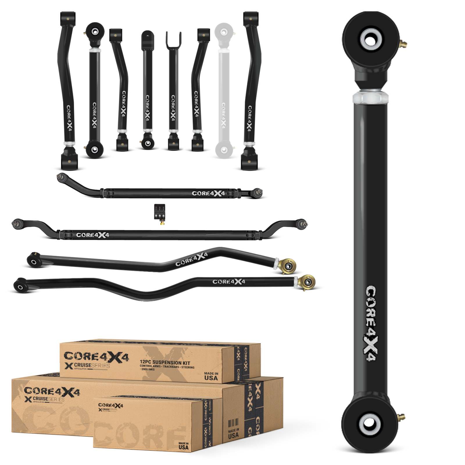 Jeep Wrangler JK / JKU 07-18 12pc Cruise Series Adjustable Control Arm, Track Bar, Steering Kit
