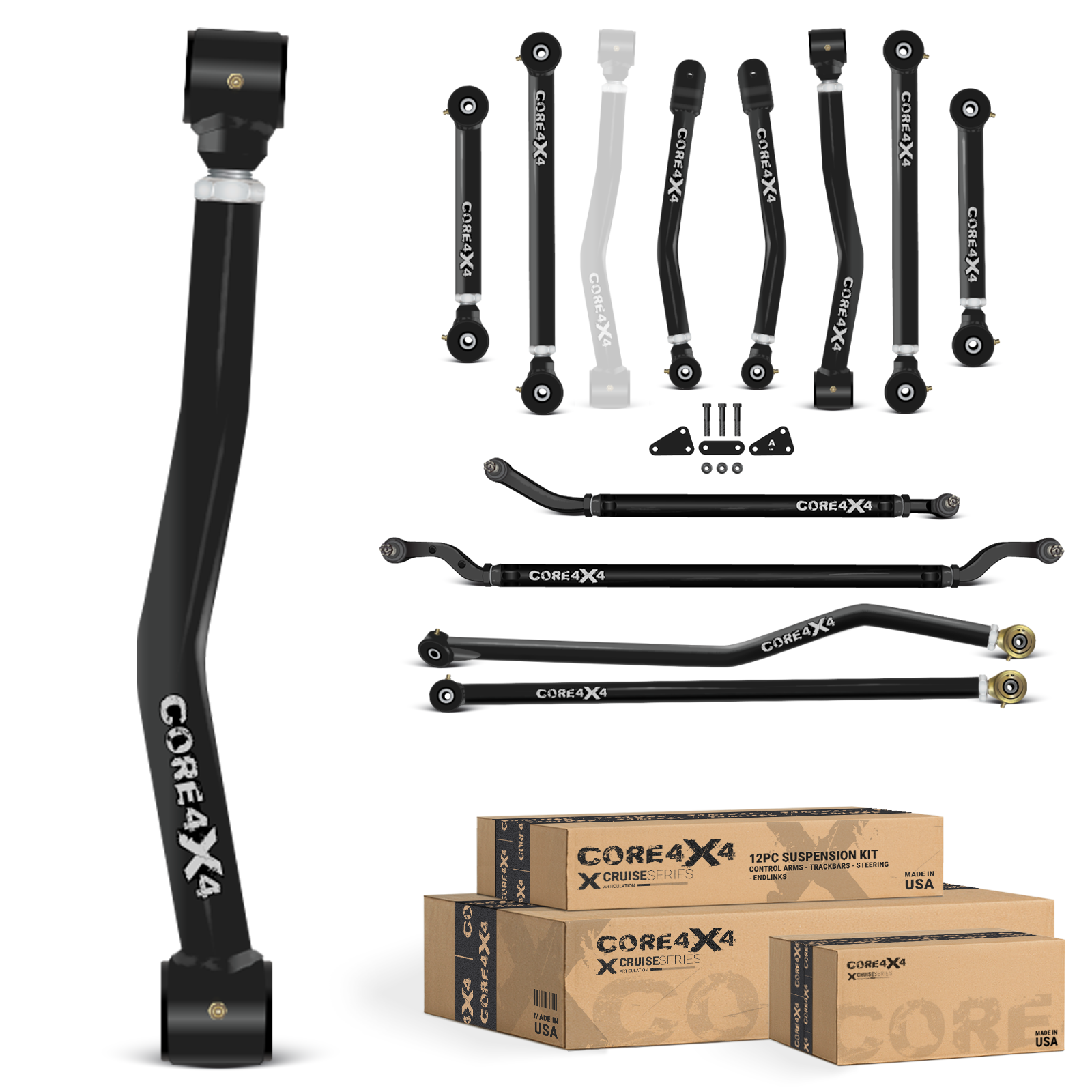 Jeep Gladiator JT 20+ 12pc Cruise Series Adjustable Control Arm, Track Bar, Steering Kit