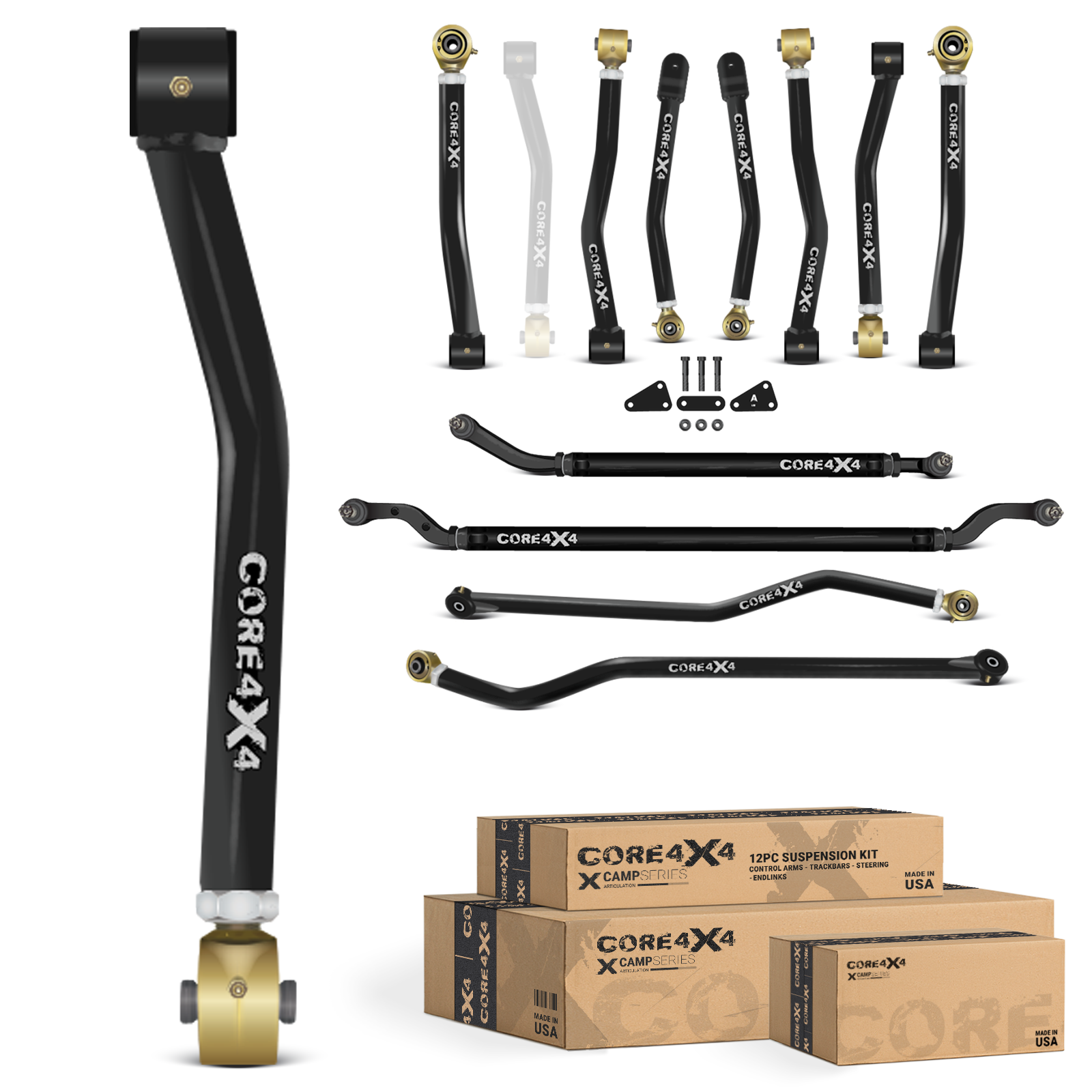 Jeep Wrangler JL / JLU 18+ 12pc Camp Series Adjustable Control Arm, Track Bar, Steering Kit