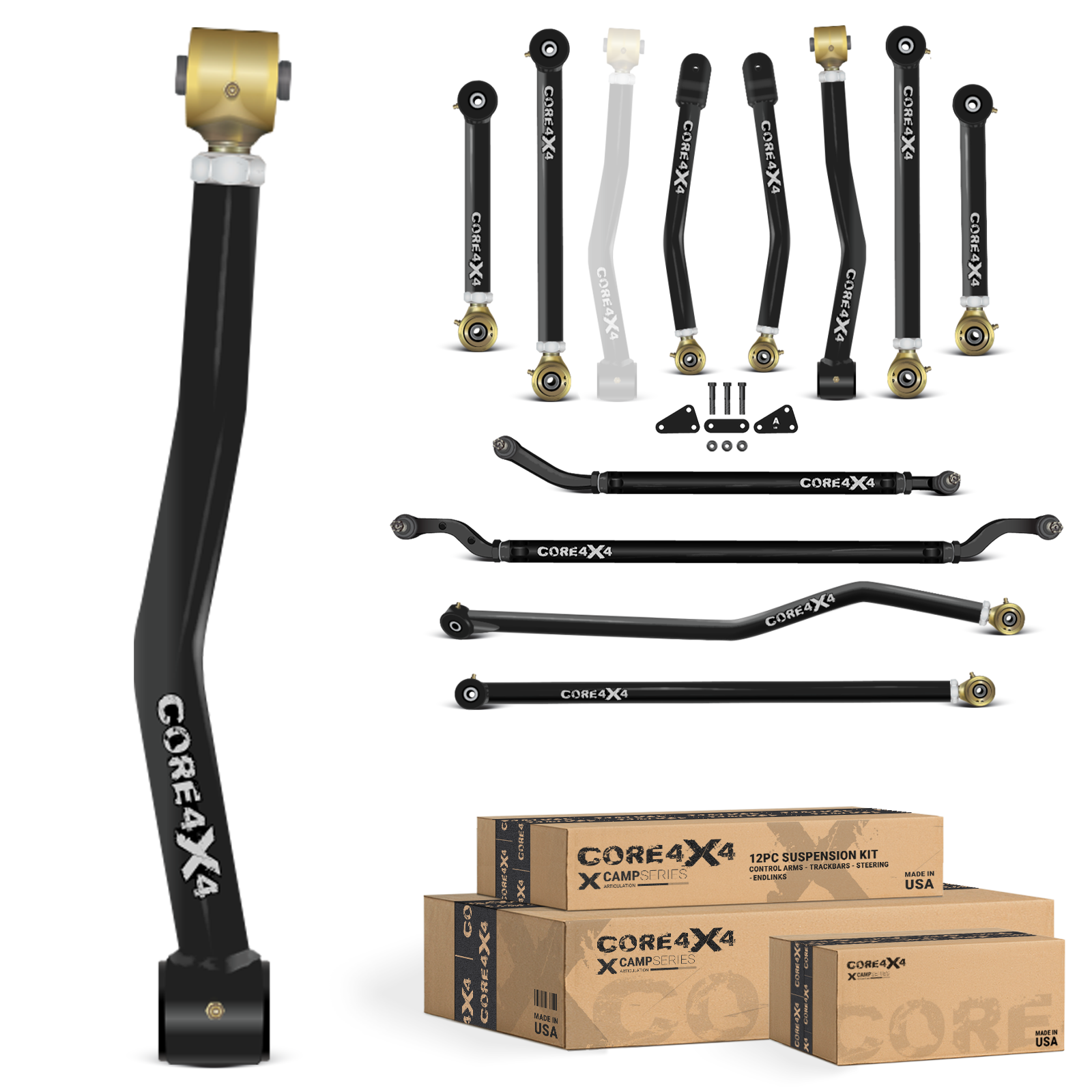 Jeep Gladiator JT 20+ 12pc Camp Series Adjustable Control Arm, Track Bar, Steering Kit