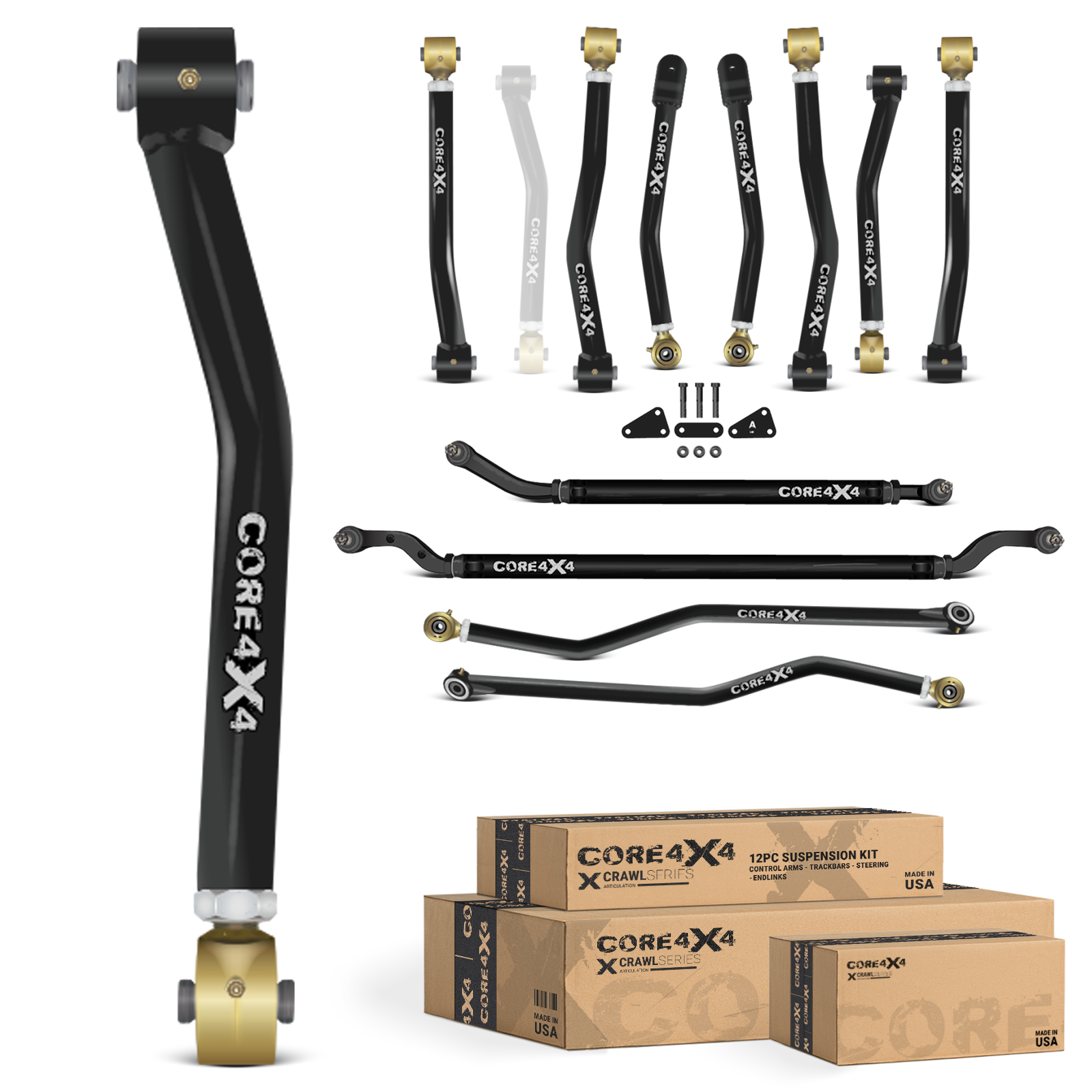 Jeep Wrangler JL / JLU 18+ 12pc Crawl Series Adjustable Control Arm, Track Bar, Steering Kit