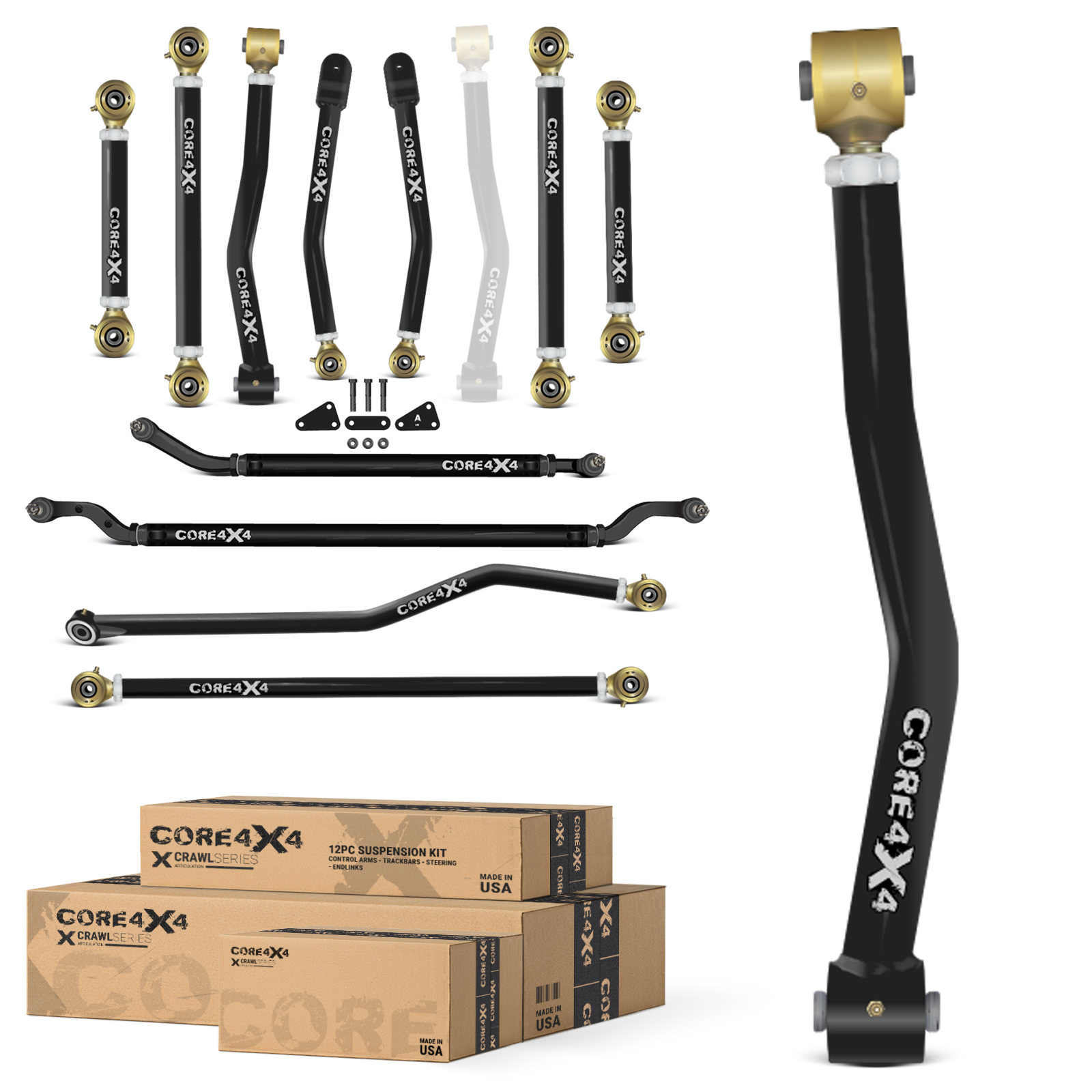 Jeep Gladiator JT 20+ 12pc Crawl Series Adjustable Control Arm, Track Bar, Steering Kit