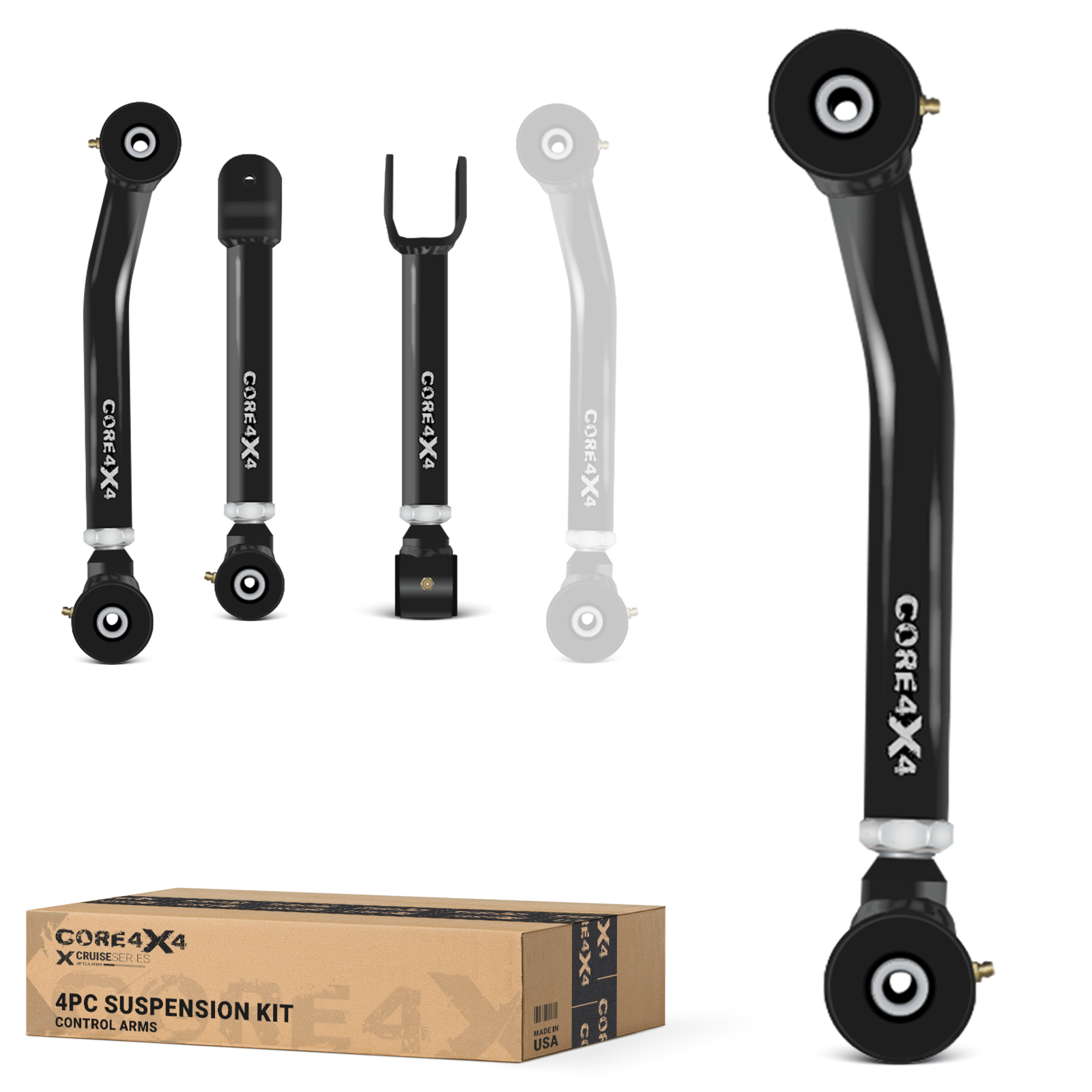 Jeep Cherokee XJ 84-01 MJ 86-92 4pc Cruise Series Front Adjustable Control Arm Kit