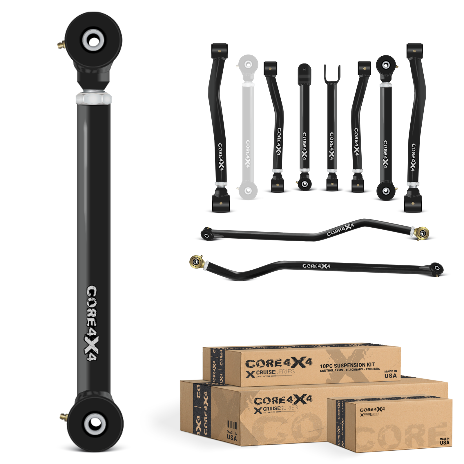 Jeep Wrangler JL / JLU 18+ 10pc Cruise Series Adjustable Control Arm, Track Bar Kit