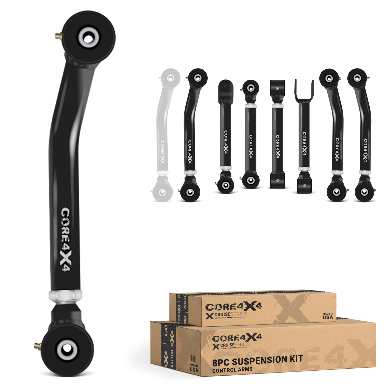 Jeep Wrangler TJ 97-06 LJ 04-06 8pc Cruise Series Adjustable Control Arm Kit