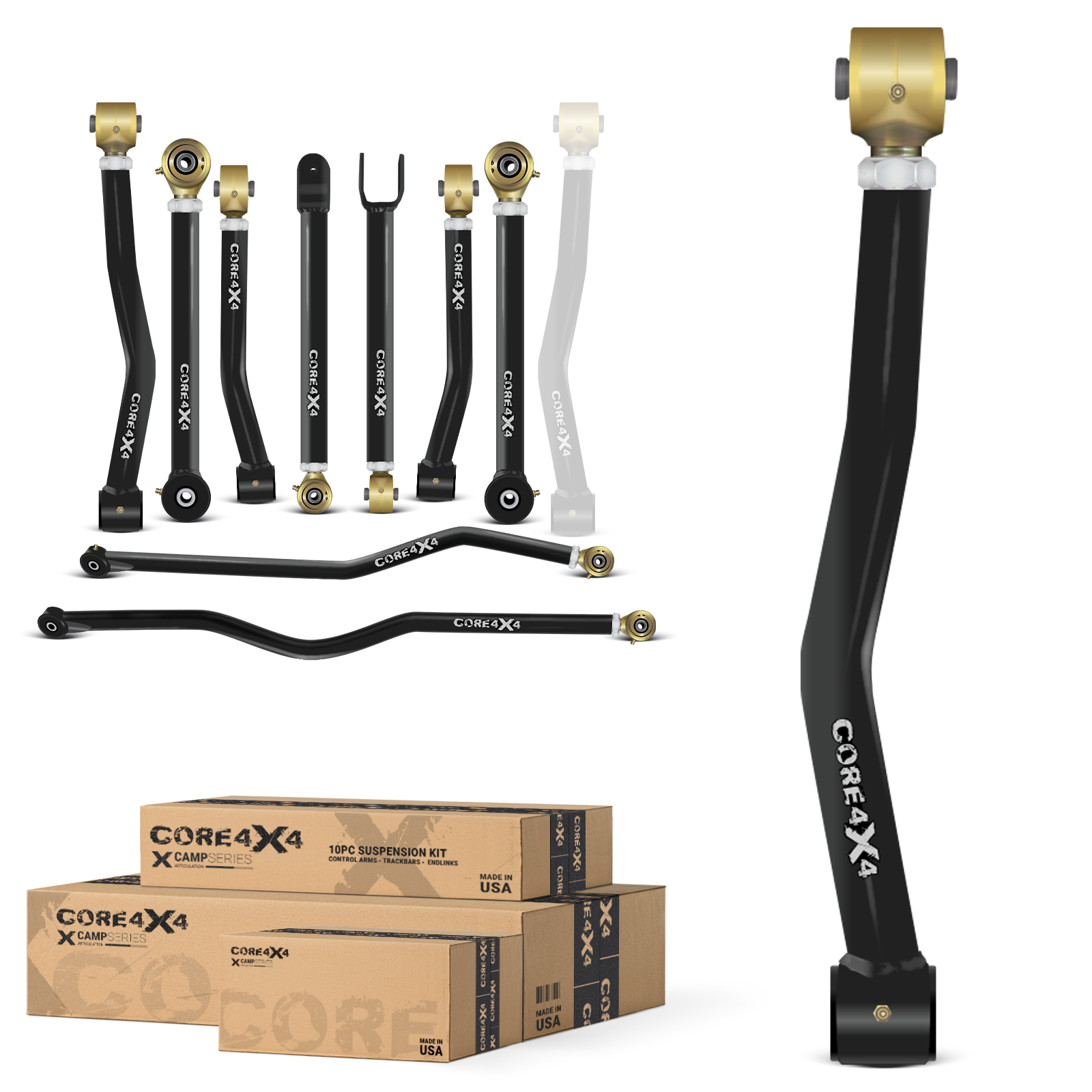 Jeep Wrangler JK / JKU 07-18 10pc Camp Series Adjustable Control Arm, Track Bar Kit