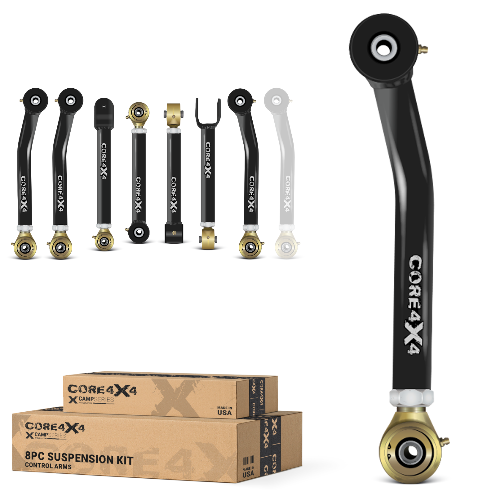 Jeep Wrangler TJ 97-06 LJ 04-06 8pc Camp Series Adjustable Control Arm Kit