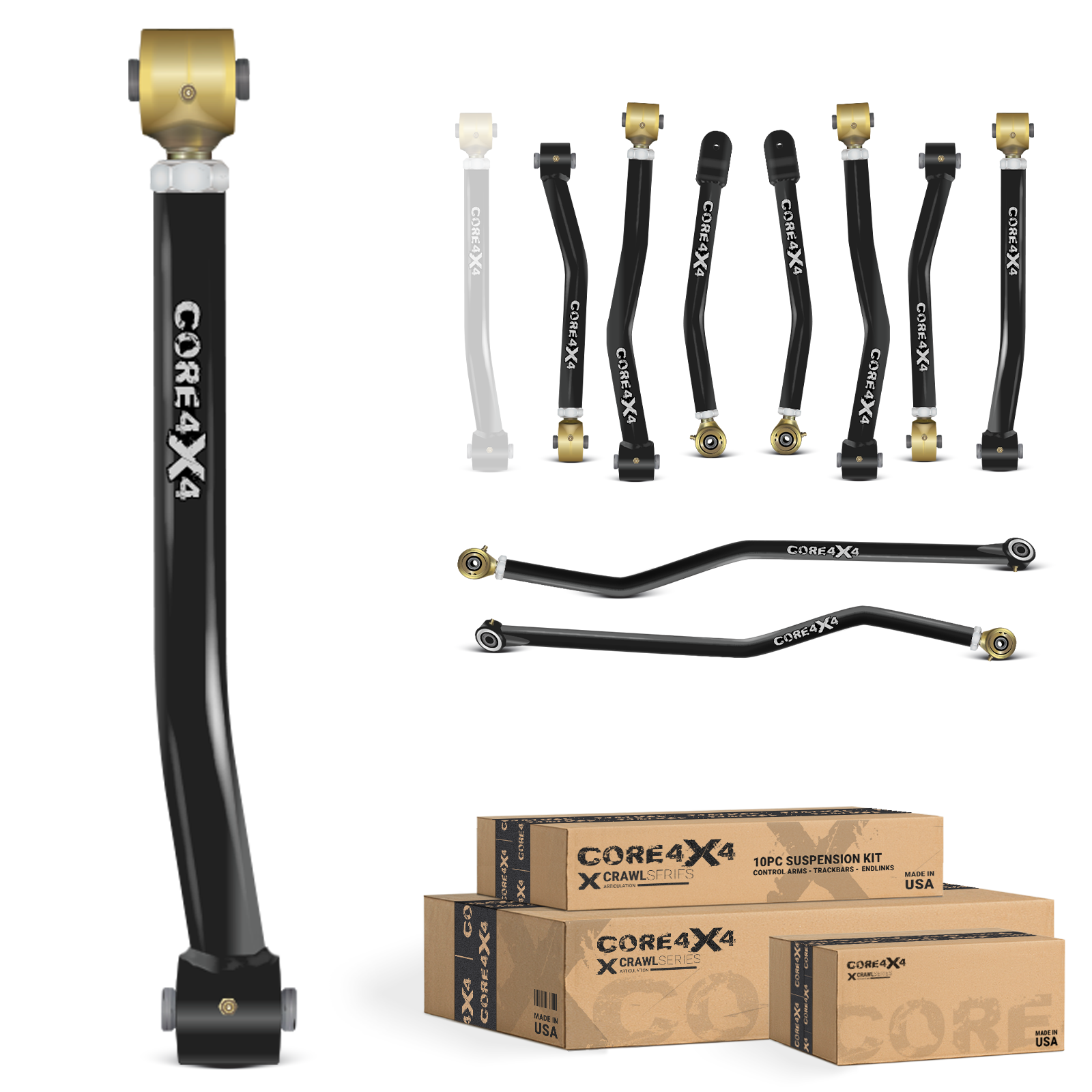 Jeep Wrangler JL / JLU 18+ 10pc Crawl Series Adjustable Control Arm, Track Bar Kit