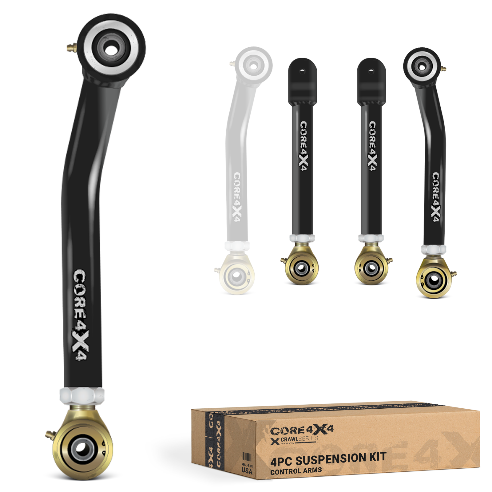 Jeep Cherokee XJ 84-01 MJ 86-92 4pc Crawl Series Front Adjustable Control Arm Kit