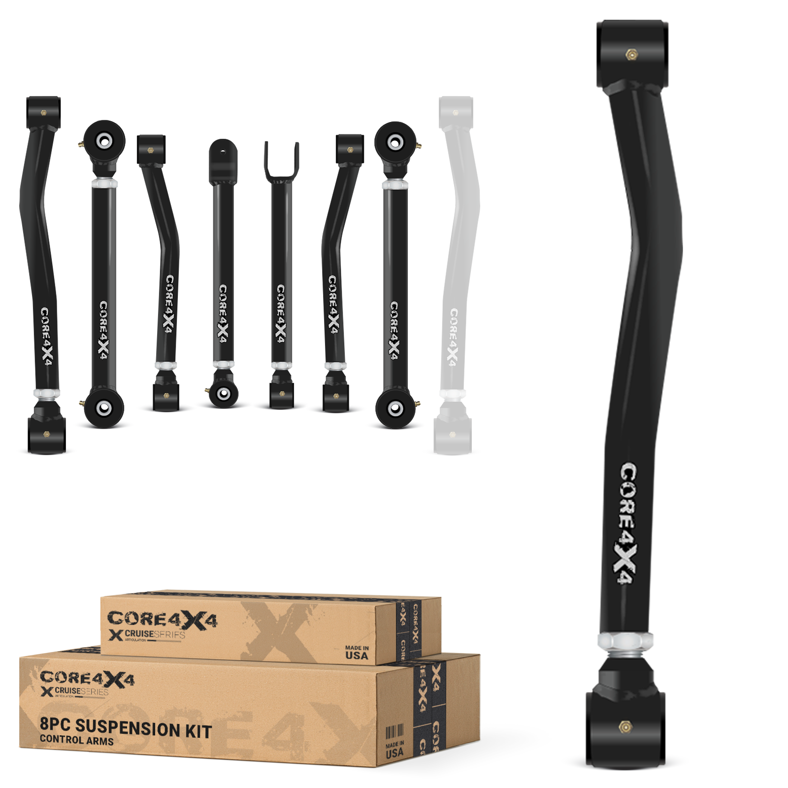Jeep Wrangler JK / JKU 07-18 8pc Cruise Series Adjustable Control Arm Kit