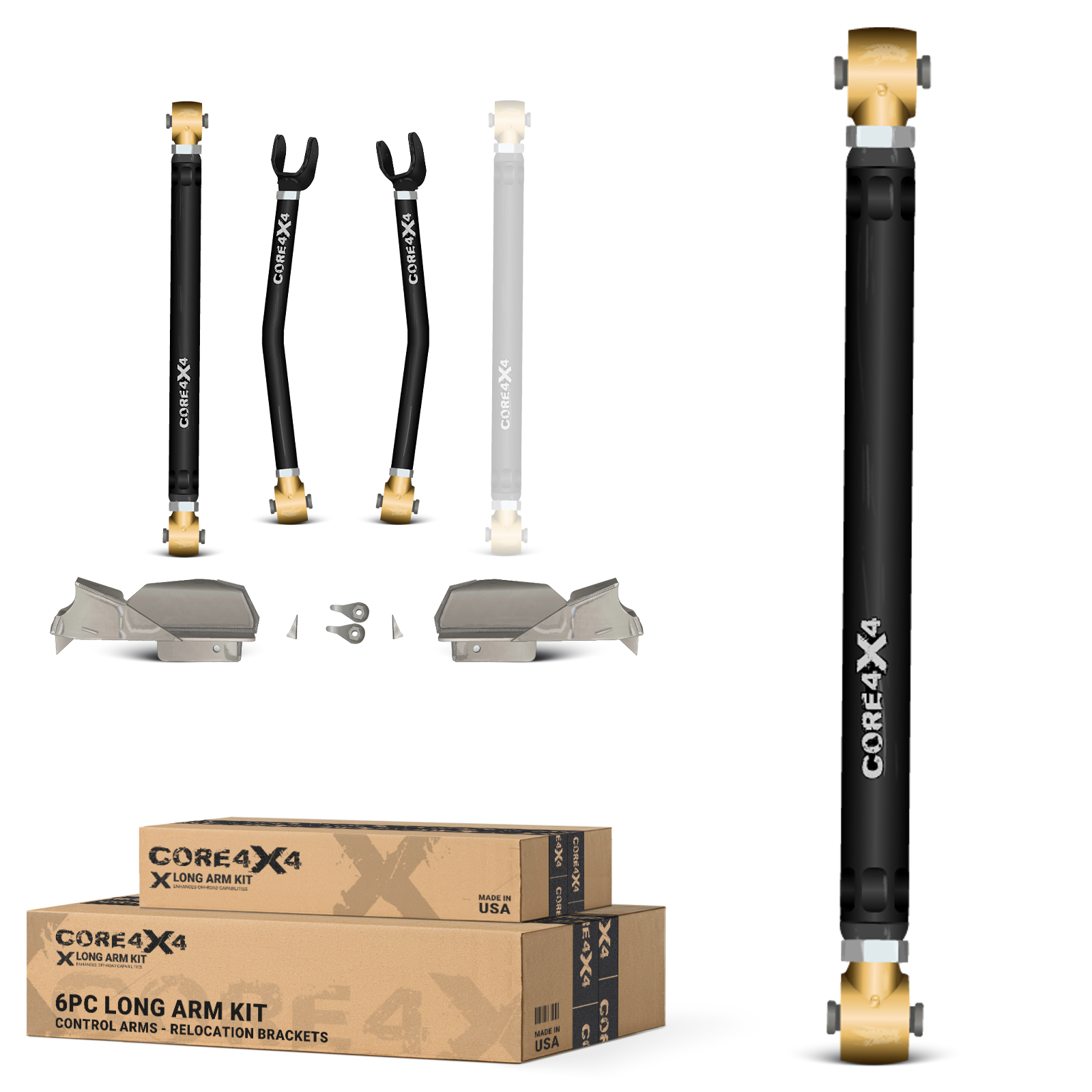 Jeep Wrangler JK / JKU 07-18 6pc Front Heavy-Duty Adjustable Long Arm Upgrade Kit