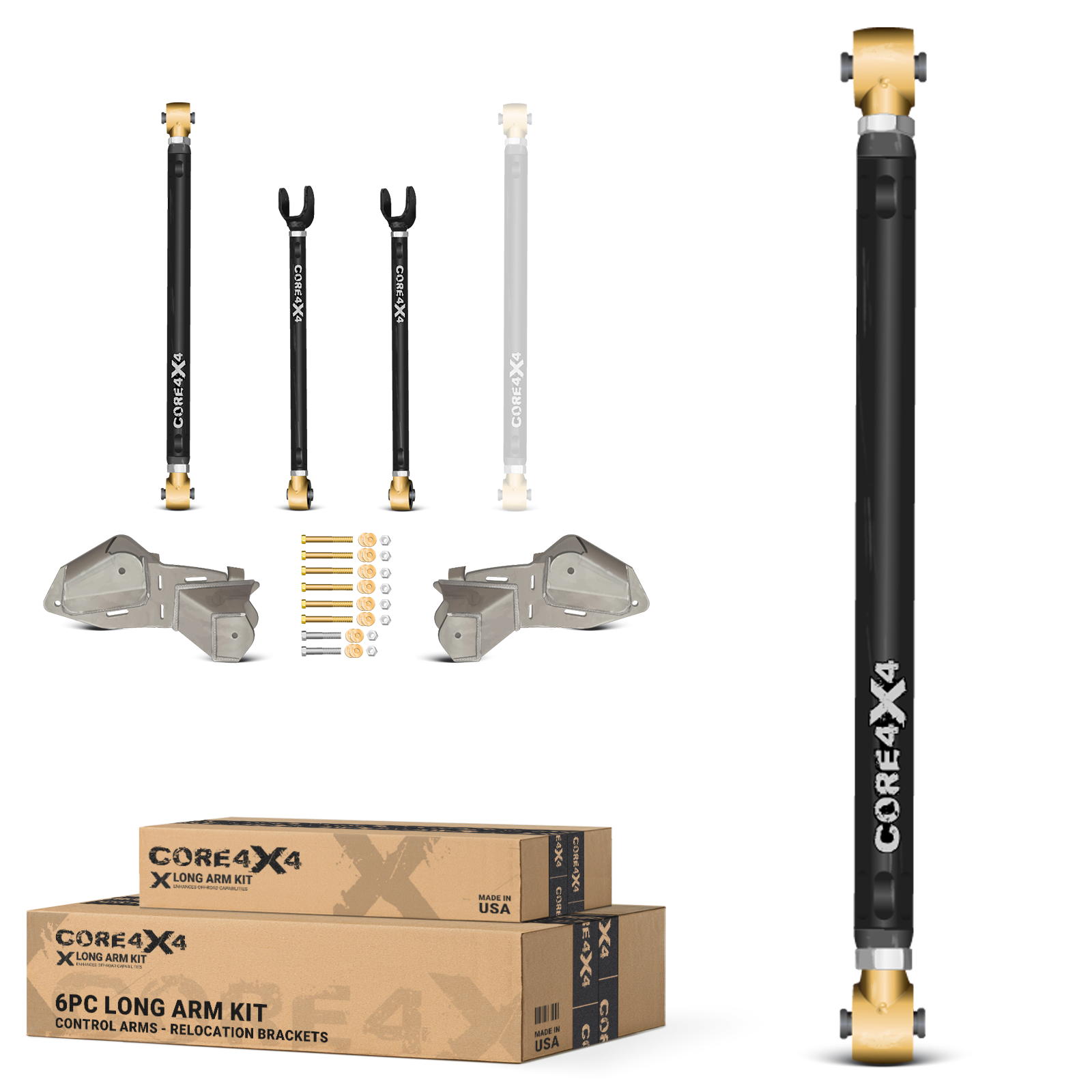 Jeep Wrangler JL / JLU 18+ 6pc Front Heavy-Duty Adjustable Long Arm Upgrade Kit