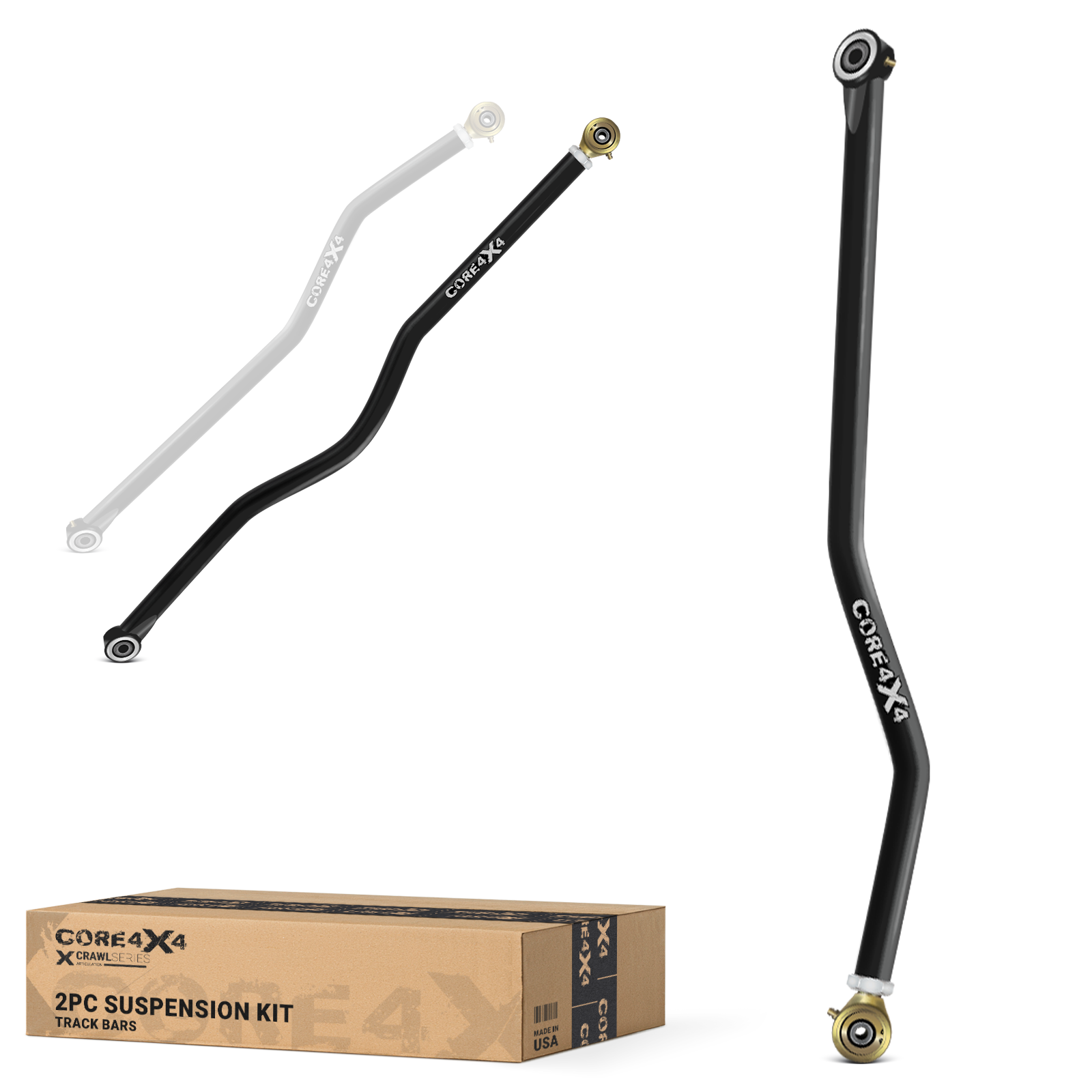 Jeep Wrangler JK / JKU 07-18 2pc Crawl Series Front, Rear Adjustable Track Bar Kit