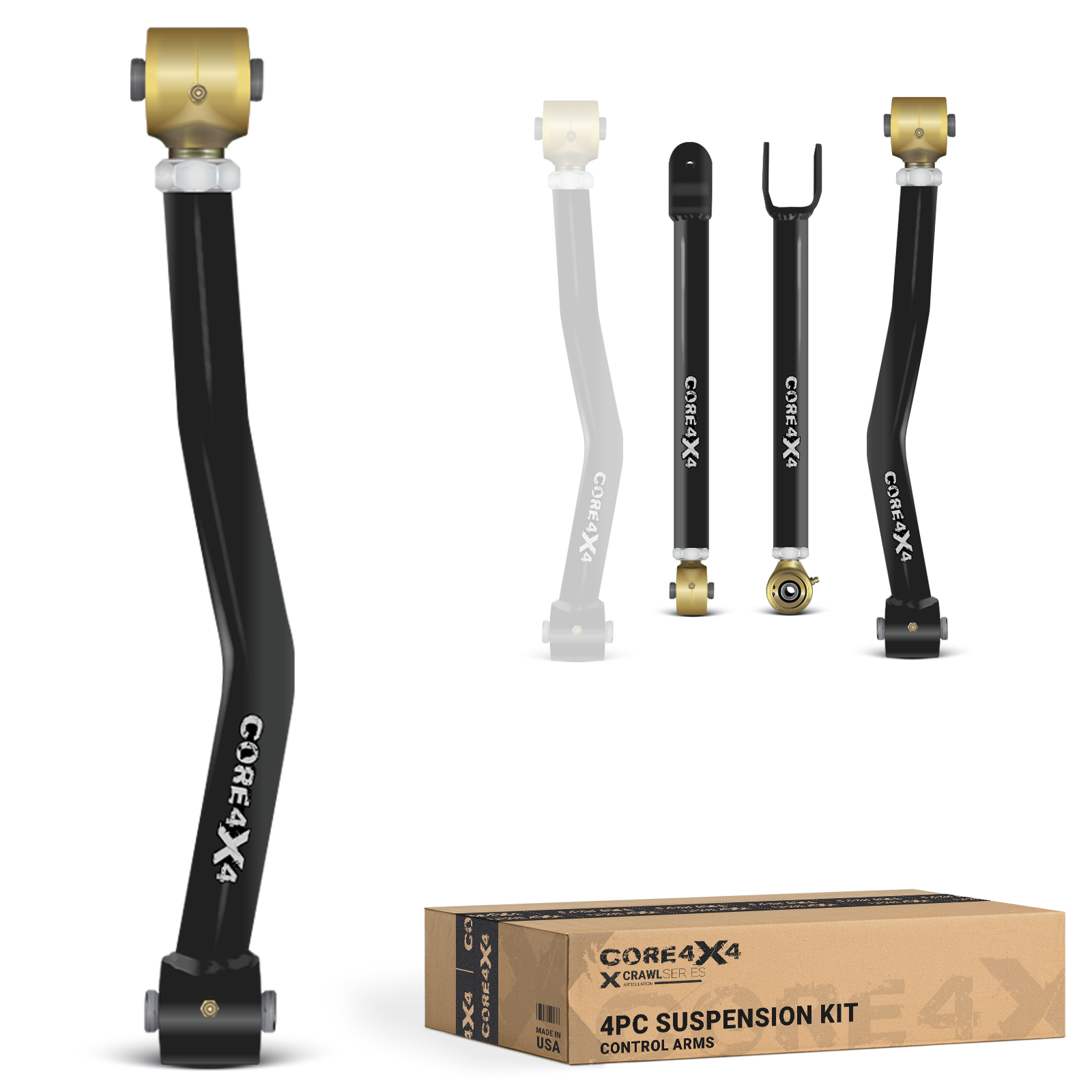 Jeep Wrangler JK / JKU 07-18 4pc Crawl Series Front Adjustable Control Arm Kit