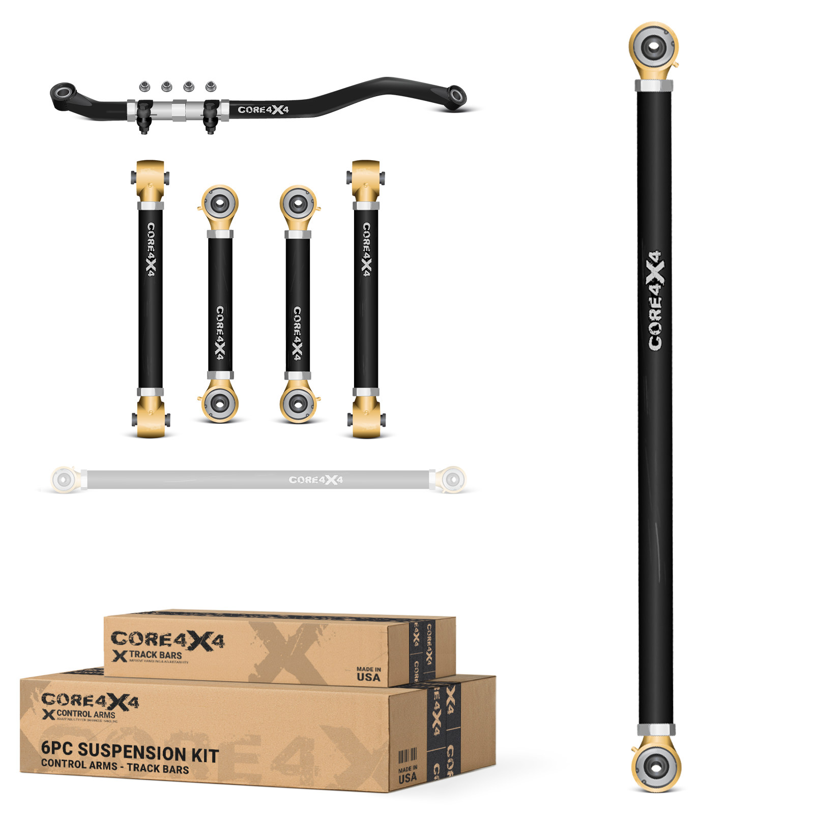 Ram 2500 14-24 6pc Front-Rear Adjustable Control Arms, Track Bar Kit